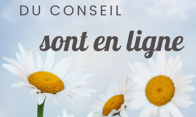 Le résumé de la séance du mois d’avril est en ligne. Lisez nos Échos du conseil.