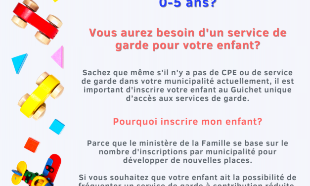 Vous êtes parents d’un jeune enfant et aurez besoin d’un service de garde ? Lisez ceci.